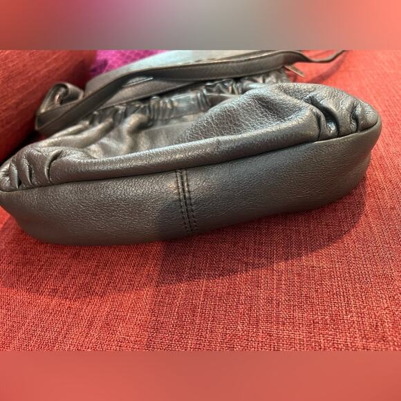 BRIGHTON GRAY LEATHER CROSSBODY SHOULDER BAG PURSE - Picture 12 of 13